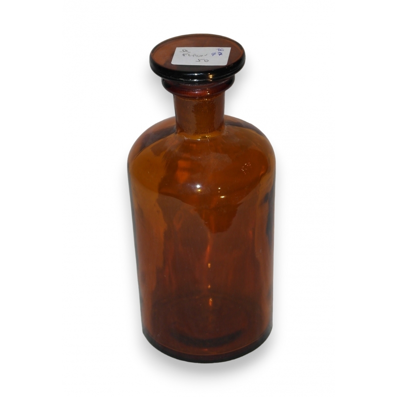 Flacon de pharmacie en verre bruni