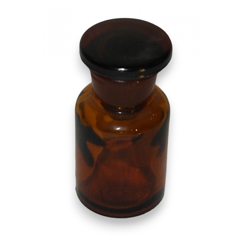 Flacon de pharmacie en verre bruni