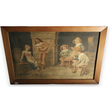  Tapisserie encadrée décor peint sur sur  Moinat SA  - Antiquités décoration