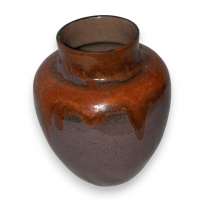 Vase en faïence brun et orange