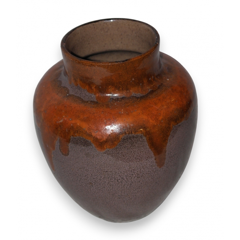 Vase en faïence brun et orange