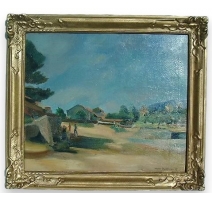 Painting "Landscape, houses an