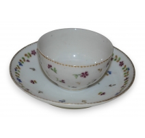 Tasse et sous-tasse décor bleuets bleu