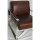 Fauteuil style 1950 cuir et métal chromé