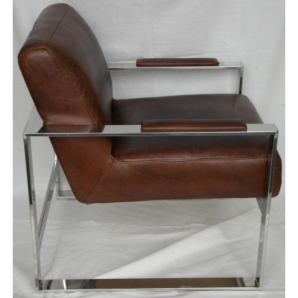 Fauteuil style 1950 cuir et métal chromé