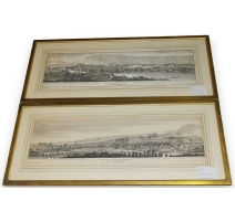 Paire de gravures "Veue de la ville de