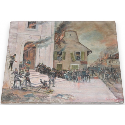 Huile sur toile \"Soldats Allemands et