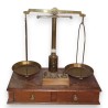 Wood and brass two-pan balance at Moinat SA – Antiques and home décor