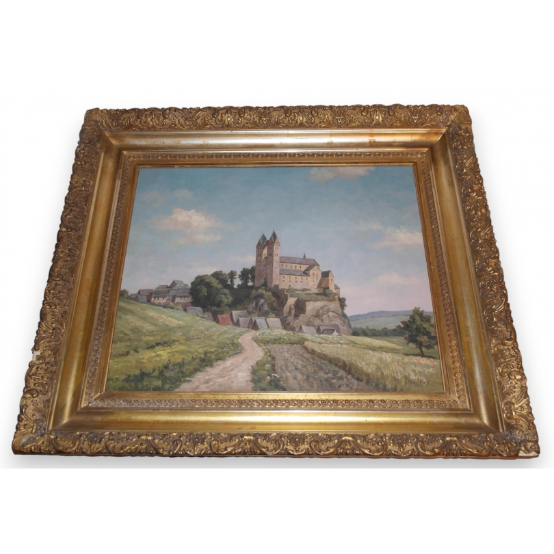 Paintings | Oil on canvas "View of a church" Moinat SA  - Antiques and home décor