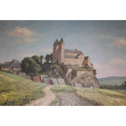 Paintings | Oil on canvas "View of a church" Moinat SA  - Antiques and home décor
