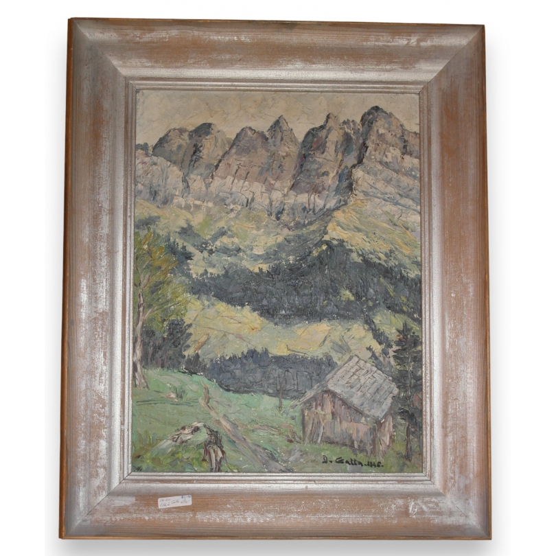 Paintings | Oil on panel ‘Dents du Midi’ Moinat SA  – Antiques and home décor