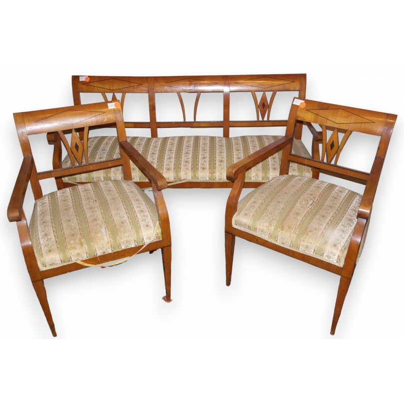 Canapé et 2 fauteuils Biedermeier
