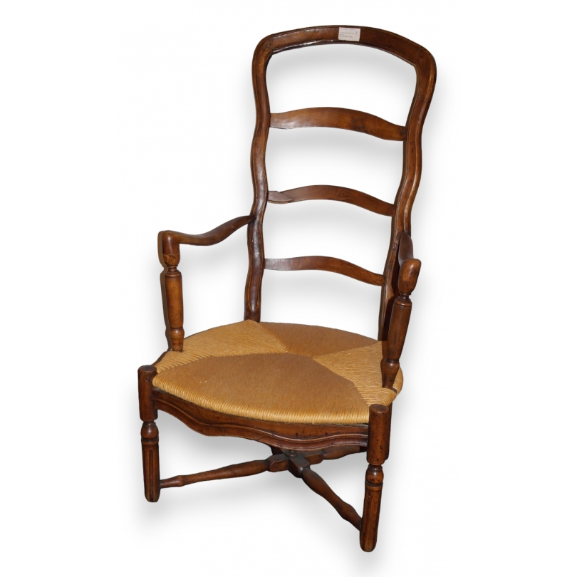 Fauteuil de nourrice paillé provençal