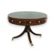 Green leather top drum table.