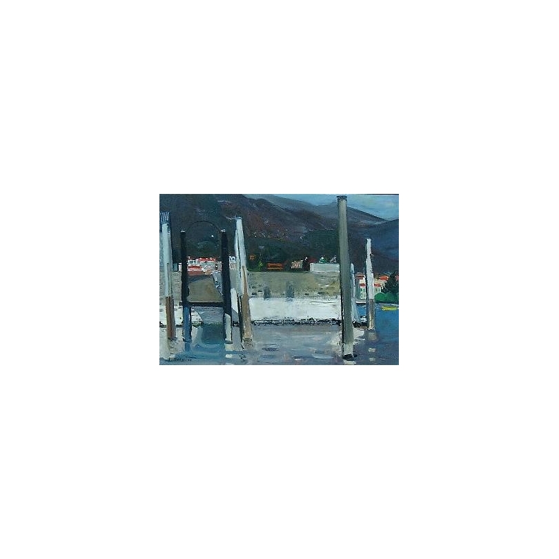 绘画 | 画作《洛迦诺码头》，附签名。Moinat SA  - 古董与装饰艺术