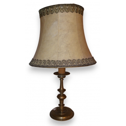  Lampe en laiton avec abat-jour en sur  Moinat SA  - Antiquités décoration