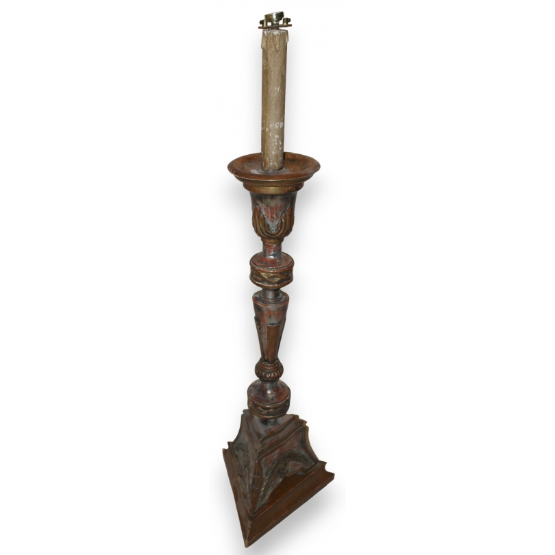 Electrified polychrome candlestick by Moinat SA – Antiques and home décor