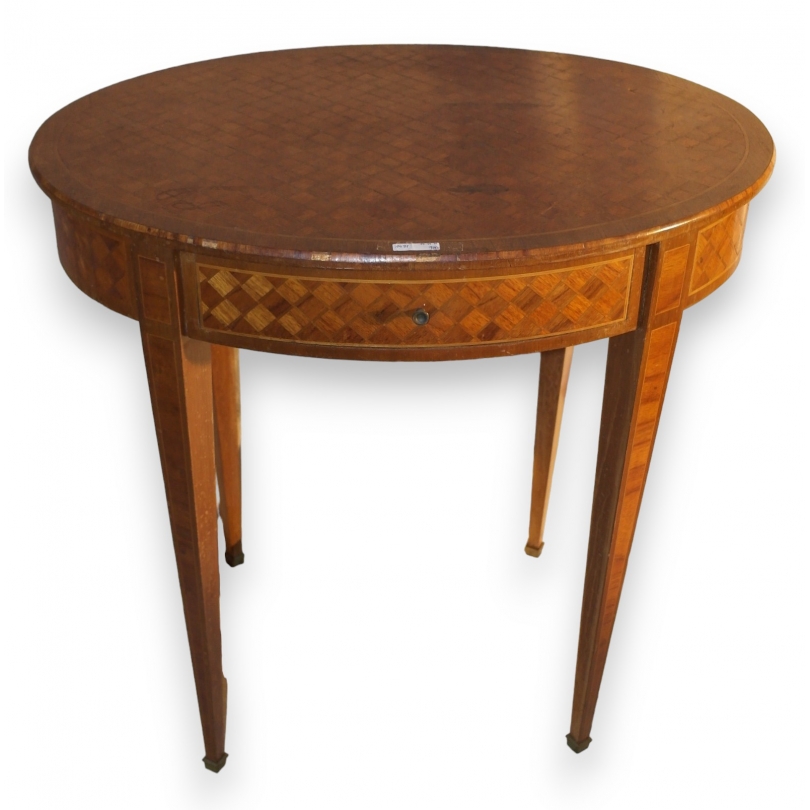  Table ovale Louis XVI marqueterie à sur  Moinat SA  - Antiquités décoration