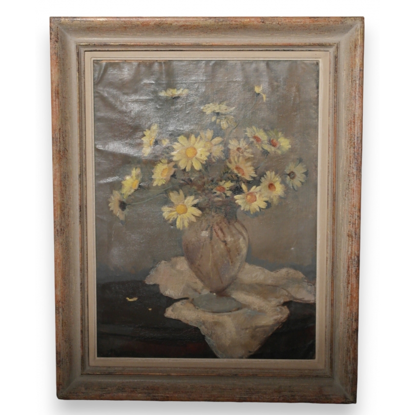 Paintings | Oil on cardboard "Yellow Flowers" at Moinat SA  - Antiques and home décor