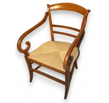Fauteuil Directoire paillé en cerisier