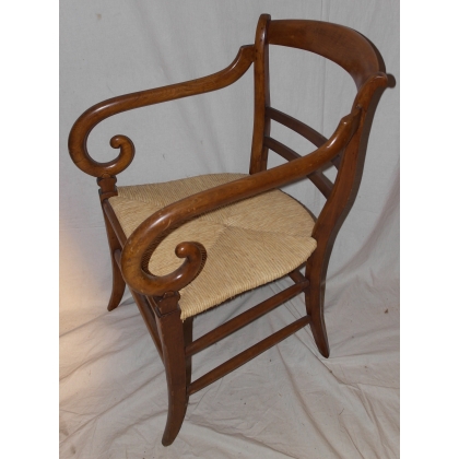 Cherry wood Directoire-style wicker armchair from Moinat SA – Antiques and interior design