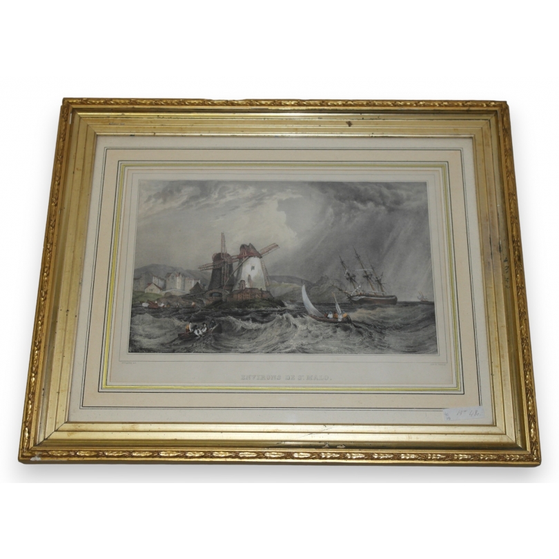 Engraving ‘The Surroundings of St Malo’ by Ad, on Moinat SA – Antiques and decorative items – Engravings, lithographs