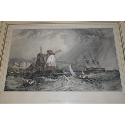 Engraving ‘The Surroundings of St Malo’ by Ad, on Moinat SA – Antiques and decorative items – Engravings, lithographs