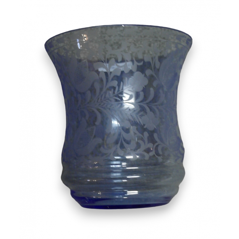  Vase en cristal bleu taillé sur  Moinat SA  - Antiquités décoration