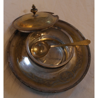 Silver-coloured metal mustard pot from Moinat SA – Antiques and home décor
