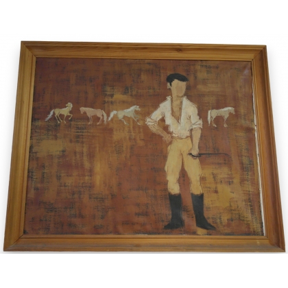 Huile sur toile \"Éleveur de chevaux\" signé LE GREC