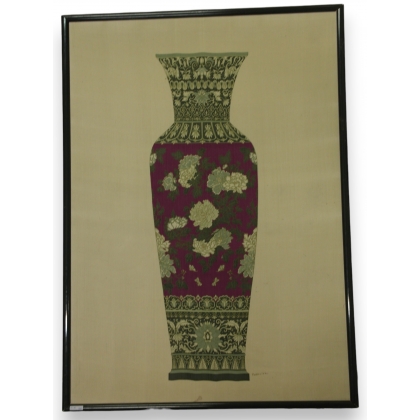 Peinture sur soie "Vase violet"