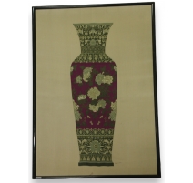 Peinture sur soie "Vase violet"