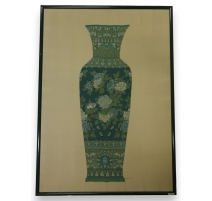 Peinture sur soie "Vase vert"