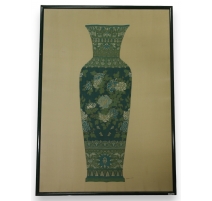 Peinture sur soie "Vase vert"