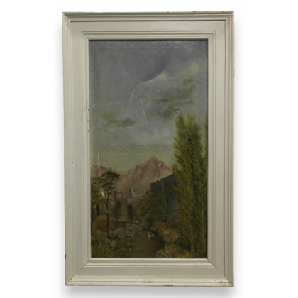 Huile sur toile \"Ruines\" (dans l\'état)