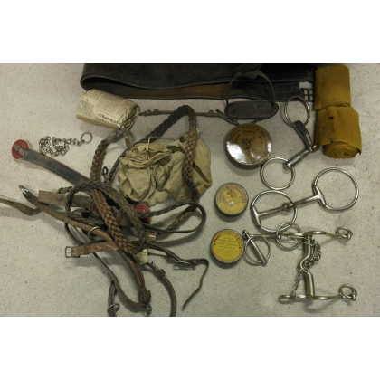 Leather horse saddles and miscellaneous items at  Moinat SA  - Antiques and home décor