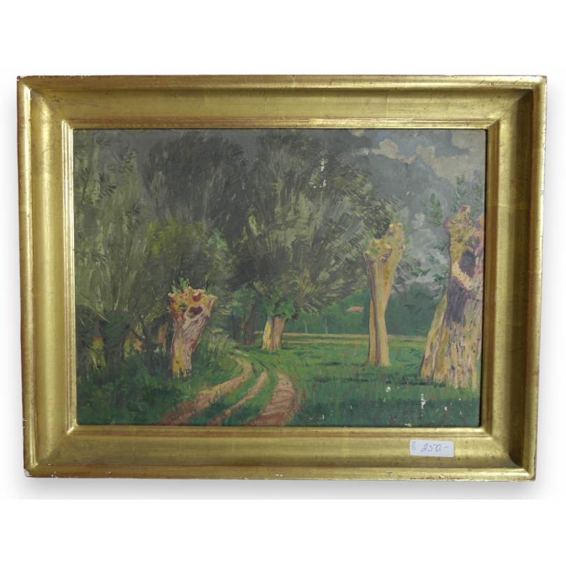 Paintings | Painting entitled ‘Tree-lined Path’ signed A. MATTHEY Moinat SA  – Antiques and home décor