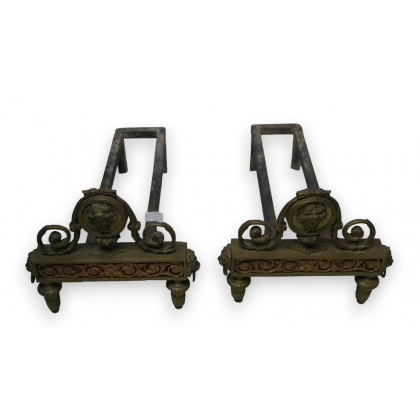  Paire de chenets style Louis XVI en sur  Moinat SA  - Antiquités décoration