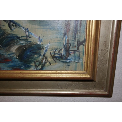 Paintings | Oil on canvas ‘Boat on the Canal’ Moinat SA  – Antiques and home décor