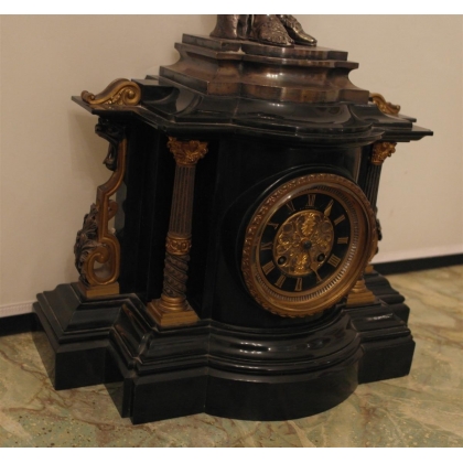 Napoleon III clock in black marble, by Moinat SA – Antiques and home décor