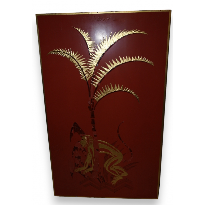 Paintings | Red and gold lacquer painting ‘Signe’ by Moinat SA  – Antiques and home décor