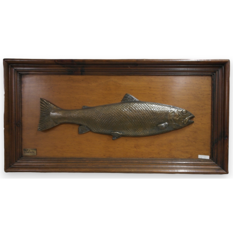 Embossed brass fish panel at Moinat SA – Antiques and home décor
