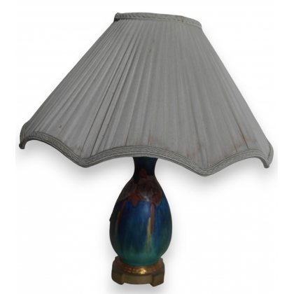  Lampe en faïence bleue, monture en sur  Moinat SA  - Antiquités décoration