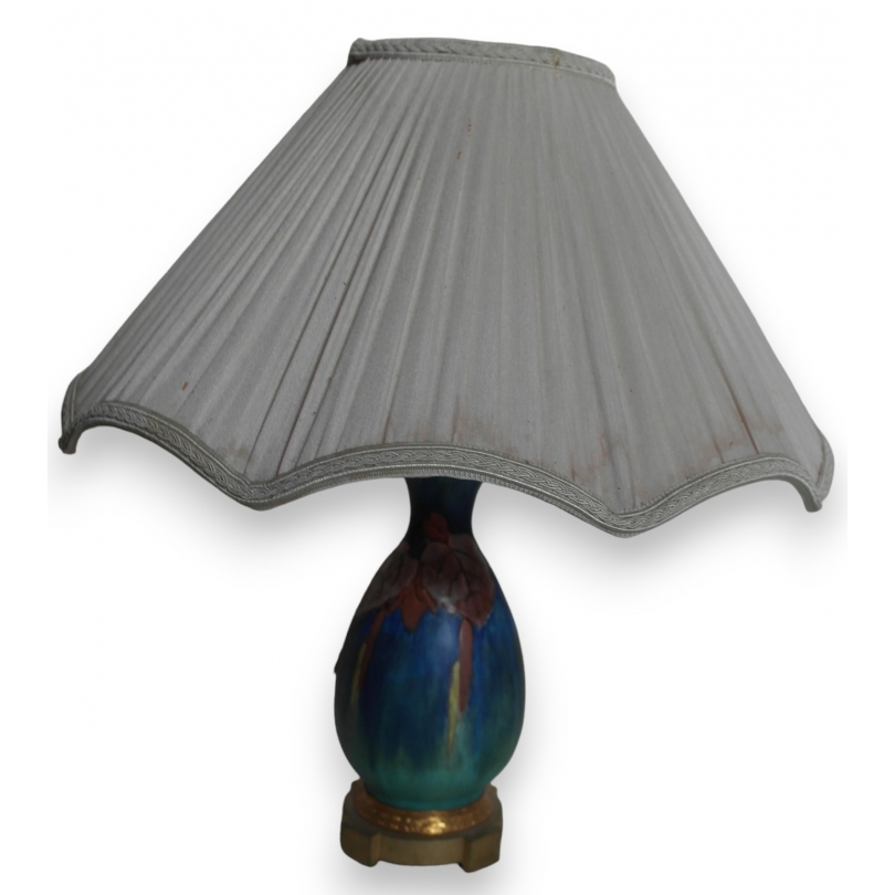  Lampe en faïence bleue, monture en sur  Moinat SA  - Antiquités décoration