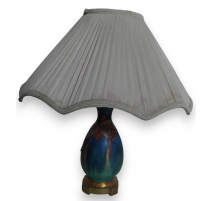 Lampe en faïence bleue, monture en