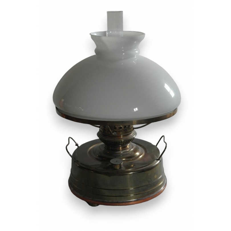 Lampe à pétrole en laiton abat-jour en sur  Moinat SA  - Antiquités décoration