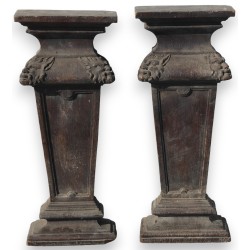  Paire de colonnes en bois sculpté noirci sur  Moinat SA  - Antiquités décoration
