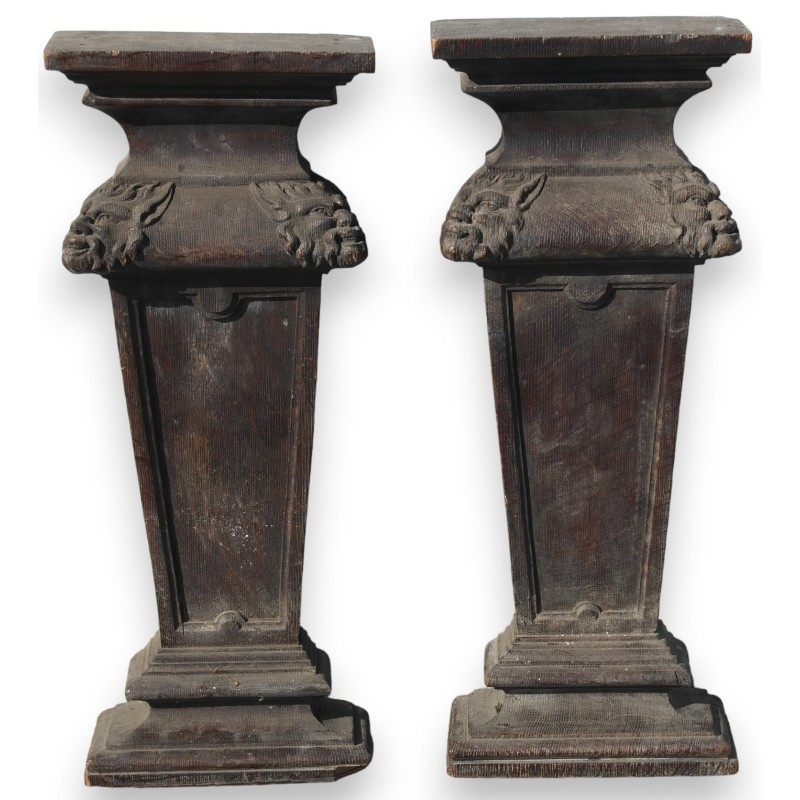  Paire de colonnes en bois sculpté noirci sur  Moinat SA  - Antiquités décoration