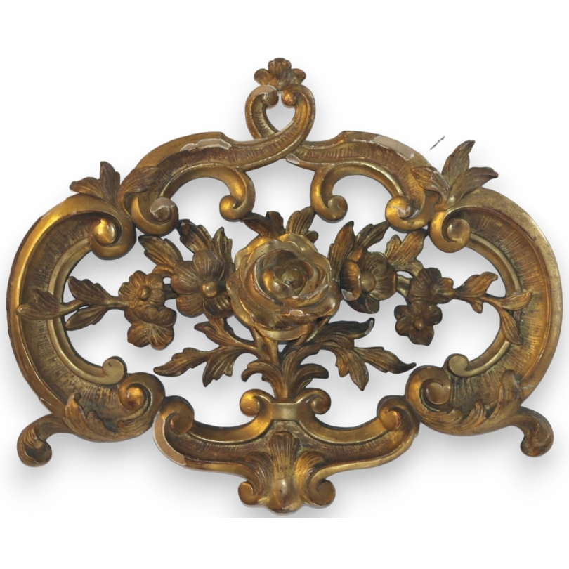  Décoration "Rose" en bois sculpté doré sur  Moinat SA  - Antiquités décoration