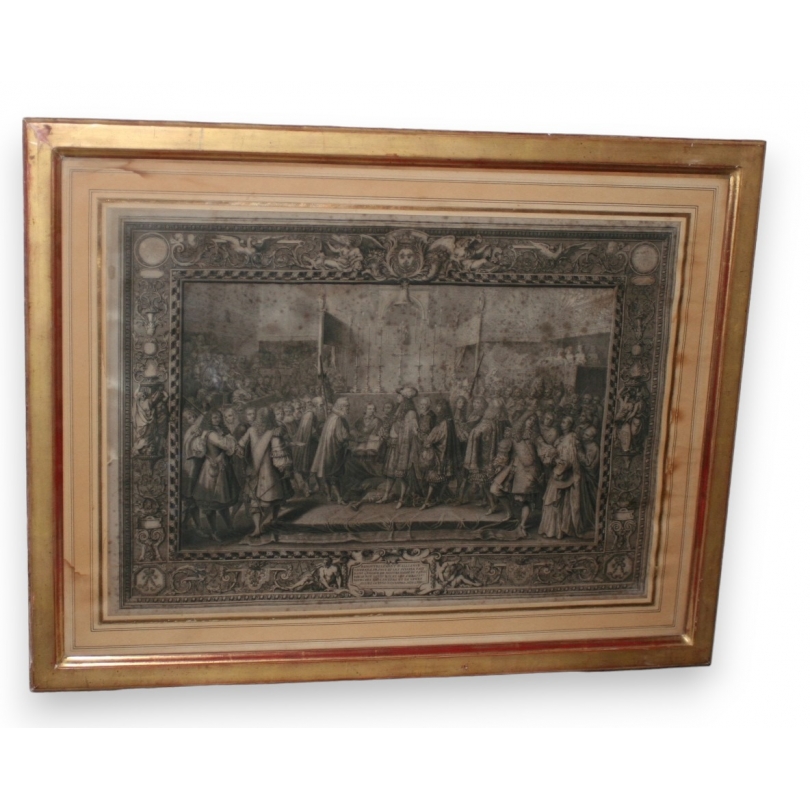 Gravure "Renouvellement dalliance" d'après LEBRUN  sur Moinat SA  - Antiquités décoration -  Gravures, Lithos